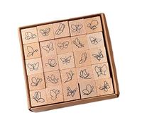Butterfly Stamp Set for Kids - Vintage Art Stamper Kit, Creative Craft Tool with Decorative Patterns, DIY Making Accessory with Organized Box, 25 Piece Pack, Fun Printing Set for Art Creation
