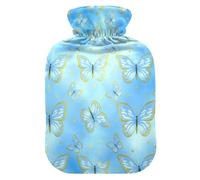 Butterfly Star Blue Hot Water Bottle with Cover for Pain Relief Hot Pack for Arthritis, 1L