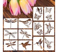 Butterfly Stencils for Painting 12 PCS Dragonfly Stencils for Crafts Reusable 5.6X4.1 Inch Wall Stencil for Painting on Craft Canvas Wood Walls DIY Art Craft Wall Décor (Dragonfly)