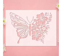 Butterfly Stencils for Painting, Reusable Plastic Spring Templates Flower Butterfly Stencils for Painting Craft Wood Canvas Fabric Nature Home Decor(11.7x8.27 Inch)