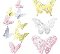 Butterfly Sticker Wall Stickers Decoration Hollow Out 3D Butterfly Wall Decals for Decorating Party Wedding Room Walls Window 36PCS (3 Colors)