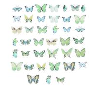 Butterfly Stickers PET Self Adhesive Green 80pcs for Scrapbooking