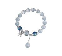 Butterfly ' Stone Bracelet For Women Design Hig H Quality Gray Bracelet Student Temperament Versatile Heart Drop Earrings for Women (Light blue, One Size)