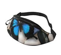 Butterfly Stone Embroidery Paintings Sport Waist Bag Travel Bumbags with Zipper and Earphone Hole, Running Fanny Pack Waist Pack with Adjustable Belt for Men Women