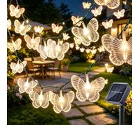 Butterfly String Lights Garden,KINGCOO Waterproof Led Butterfly Shape Solar Powered Fairy Decorative Lights 8Mode for Balcony Fence Home Birthday Party Wedding Christmas Outdoor (Warm White, 5M 20LED)