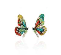 Butterfly Stud Earrings for Women Colorful Crystal Butterfly Earrings Cute Insect Birthday Anniversary Jewelry Gift, Zinc, No Gemstone