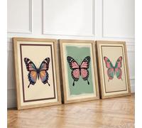 Butterfly Studies Botanical Set of 3 Framed Wall Art Prints A1