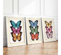 Butterfly Studies Botanical Set of 3 Framed Wall Art Prints A4