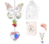 Butterfly Sun Catcher Window Hanging - Crystal Prism Decoration with Engraved Message, Rainbow Maker Ornament with Gift Bag & Card for Home, Garden or Special Occasion Gift