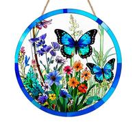 Butterfly Suncatcher for Windows, Stained Glass Style Window Hanging Decor