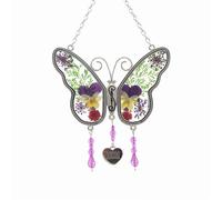 Butterfly Suncatcher Mom's Gift Classic Design Real Flower Glass Handmade, Mom's Birthday Mother's Day Thanksgiving Gift, Suitable for Any Occasion
