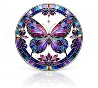 Butterfly Suncatcher Window Hanging Ornament - 20x20cm Acrylic Stained Glass Effect Light Catcher - Galaxy Purple & Blue Butterfly Decor for Indoor Window, Garden, Gifts for Women, Mum, Grandma