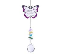 Butterfly Suncatcher with Crystal Sphere and Colorful Beads, Acrylic Window Hanging Rainbow Maker, To the World You are a Mom Message, for Mother's Day, Birthday, Thanksgiving, Home Decor Gift for Mom