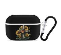 Butterfly Sunflower Crosss God Christian Bluetooth Earphone Case Compatible with Airpods Pro Hard Protective Case with Keychain