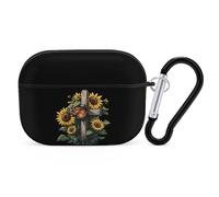 Butterfly Sunflower Crosss God Christian Bluetooth Earphone Case Compatible with Airpods Pro Hard Protective Case with Keychain