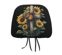 Butterfly Sunflower Crosss God Christian Car Headrest Covers Seat Head Rest Protector