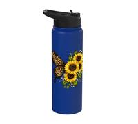 Butterfly Sunflower Leopard Print Floral Summer Aesthetic Stainless Steel Insulated Water Bottle