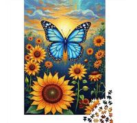 Butterfly Sunset Garden 1000 Pieces Eco-Friendly Paper Nature Landscape Puzzle Teens Hard Challenge Brain Training Family Game Night Travel 38x26cm/1000pcs