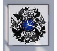 Butterfly swarm art illustration theme Vinyl Record vintage Wall Clock for Kitchen(B)