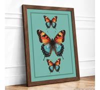 Butterfly Symmetry Botanical Framed Wall Art Print A1 (84.1×59.4cm) Walnut, Wall Decor for Living Room, Bedroom, Office & Home, Ready to Hang, Art Gift