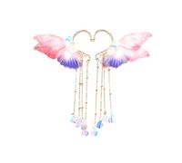 Butterfly Tassel Earrings for Women Ear Cuffs No Piercing Butterfly Climber Wrap Earrings Elf Fairy Butterfly Ear Clip Halloween Cosplay Jewelry Gift, Metal, No Gemstone