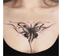 Butterfly Tattoo To Cover Scars And Stretch Marks On The Chest, Herbal Semi-permanent Waterproof Tattoo Stickers For Women, Long-lasting 2 Weeks, Fake Tattoos