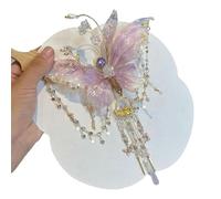 Butterfly Tears Tassel Hair Clip,3D Moving Wings Hairs Clip,Delicate Tassel & Beads Accessory for Hairstyles (A)