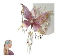 Butterfly Tears Tassel Hair Clip, Elegant Shiny Silk Butterfly Rose Tassel Hair Claw for Girls Teens, Large Handmade Vintage Hairs Tassels Clips for Parties, Weddings, Gifting (A)