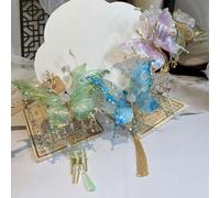 Butterfly Tears Tassel Hair Clip, Large Fairy Wing Hairs Clips, 3D Moving Wings Hair Clips, Butterfly & Beaded Design Hairs Claws for Hairstyles (Mix-3pcs)