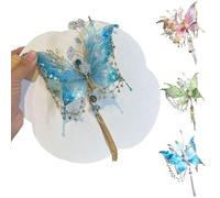 Butterfly Tears Tassel Hair Clip,Large Fairy Wings Hair Clip, 3D Moving Wings Hair Clips, Beaded Butterfly Tassel Hair Claw for Women,C