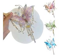 Butterfly Tears Tassel Hair Clip,Large Fairy Wings Hair Clip, 3D Moving Wings Hair Clips, Beaded Butterfly Tassel Hair Claw for Women,B