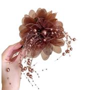 Butterfly Tears Tassel Hair Clip, Women Girls Elegant Shiny Silk Butterfly Rose Tassel Hair Claw For Weddings, Parties, Everyday Style (Brown)