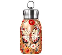Butterfly Thermal Bottle, 300ml Mini Insulated Water Bottle with Handle | Stainless Steel Flask, Leakproof Water Bottle for Daily Commutes & Travel, Vintage Water Bottle for Women, Girls & Friend