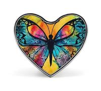 Butterfly Tie Dye Buttons Pin Memorial Boutonniere for Wedding Groom Bride, Customize Lapel Heart Pin for Christmas, Men Women Costume Decorative Fashionable Brooches
