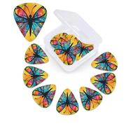 Butterfly Tie Dye Guitar Picks 12 Pack Personalized Plectrums with Organizer Storage Box, Colorful Celluloid Guitar Plectrum Includes Thin, Medium, Heavy Picks for Acoustic Guitar Bass Picks