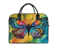Butterfly Tie Dye Laptop Tote Bag Casual Travel Handbag Multi Pocket Shoulder Bags for Work Travel