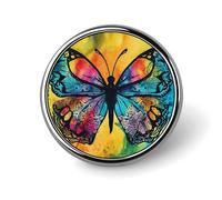 Butterfly Tie Dye Round Badge Personalized Metal Lapel Pin Badges Fit Clothing Bags Hat Humorous Printed Brooch Badge Party Decorations Accessories for Men Women