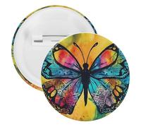 Butterfly Tie Dye Tinplate Badge Personalized Round Brooch Large Craft Button Suitable for Teachers, Nurses, Doctors, Staff, Party Gift Accessories, 5PCS, Plastic, plastics