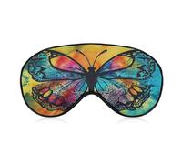 Butterfly Tie Dye Travel Eye Mask Blackout Eye Mask for Sleeping Airplane Eyemask with Adjustable Strap Sleep Masks for Women Men Soft Night Blindfold Eyemask