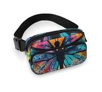 Butterfly Tie Dye Waist Bag Fashion Fanny Bag with Adjustable Strap for Outdoor Workout Cycling Unisex, white, 20x13cm, Waist Bag
