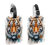 Butterfly Tiger Head Luggage Tags for Suitcases, PU Leather Name ID Labels Travel Bag Cruise Suitcase Tag 2 Pcs