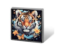 Butterfly & Tiger Square Badge Metal Lapel Pins Brooches for Clothing Decoration