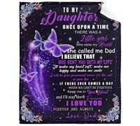 Butterfly to My Daughter from Dad Throw Blanket Soft Flannel Fleece Velvet Plush Personalized Throws Fuzzy Warm Cozy Soft Bedding Blankets Anti-Pilling 80"x60"