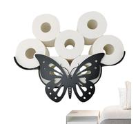 Butterfly Toilet Paper Holder - Black Metal Wall Mounted Rack, Stores 8 Extra Rolls, Stylish Wall Art for Bathrooms, Perfect for Those Who Need