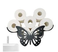 Butterfly Toilet Paper Roll Holder - Wall Fabric Shelf, Black Storage Shelf, Metal Butterfly Wall Art Organiser for Bathroom Decor, Modern Fabric Dispenser Holder for Additional Rolls Home Accessories