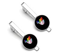 Butterfly Transsexual Flag Casual Tie Clips for Men 1 Pair Classic Tie Bars Suit Jewelry Gift for Father Husband Boyfriend 5.5x2.2cm