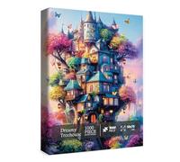 Butterfly Treehouse Puzzle for Adults 1000 Pieces, Fantasy Catstle Jigsaw Puzzle, Colorful Plant House Tree Puzzle