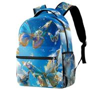 Butterfly under Blue Sky Printed Large Travel Backpack Multiple Pockets Adjustable Straps Causal School Backpack Unisex Work Daypack