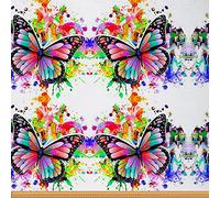 Butterfly Upholstery Fabric by The Yard Colorful Butterflies Tie Dye Reupholstery Fabric for Chairs Bright Luxury Rainbow Decorative Waterproof Outdoor Fabric 1 Yard,(L92*W150cm) Red White