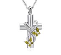 Butterfly Urn Necklace for Ashes for Women Cross Infinity Cremation Ash Pendant for Human Pet Memorial Keepsake Jewelry, crystal, no gemstone